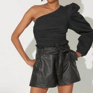 NWT Black Cleobella - Alva Leather Shorts, S